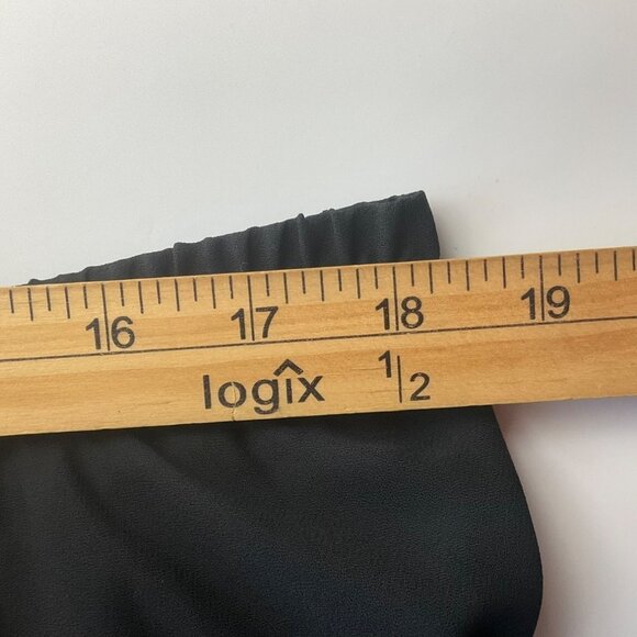 VTG Hampton Nites Sz 8 Black A-Line Flowy Midi Skirt Pull-On Sheer Overlay*Read* - Picture 5 of 11